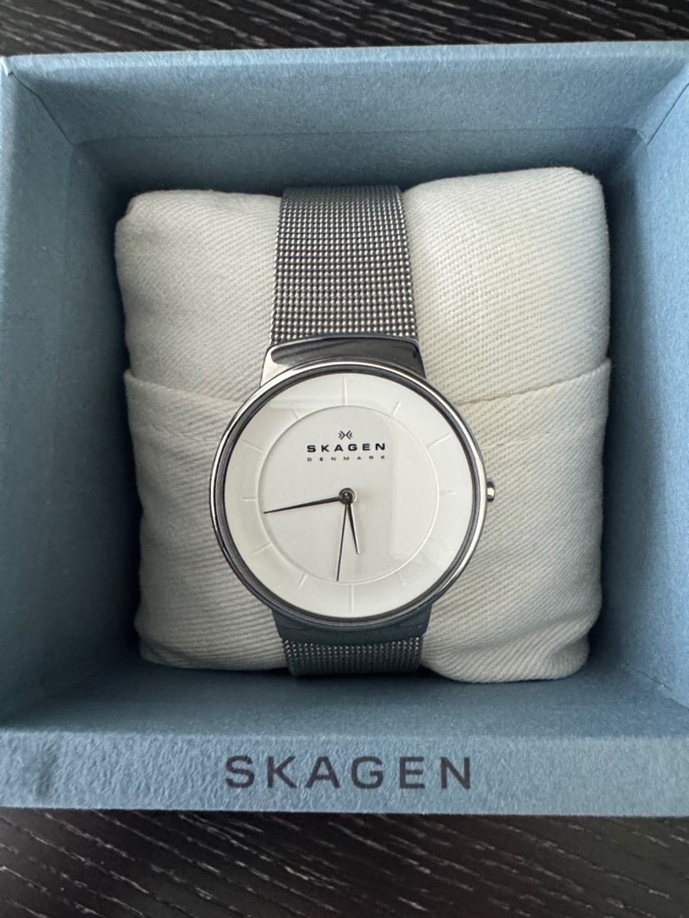Skagen Silver Mesh Strap Watch with White Dial SKW2075
